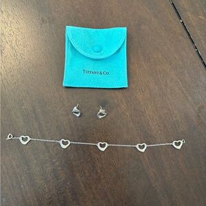 Tiffany & Co. Silver Heart Bracelet and Earrings Set